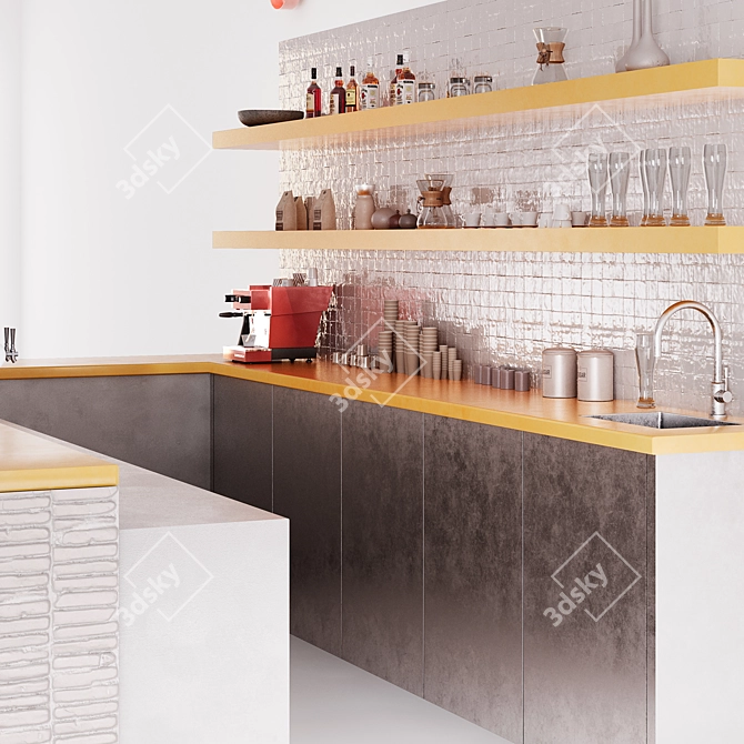 Elegant Mini Bar Setting 3D model image 6