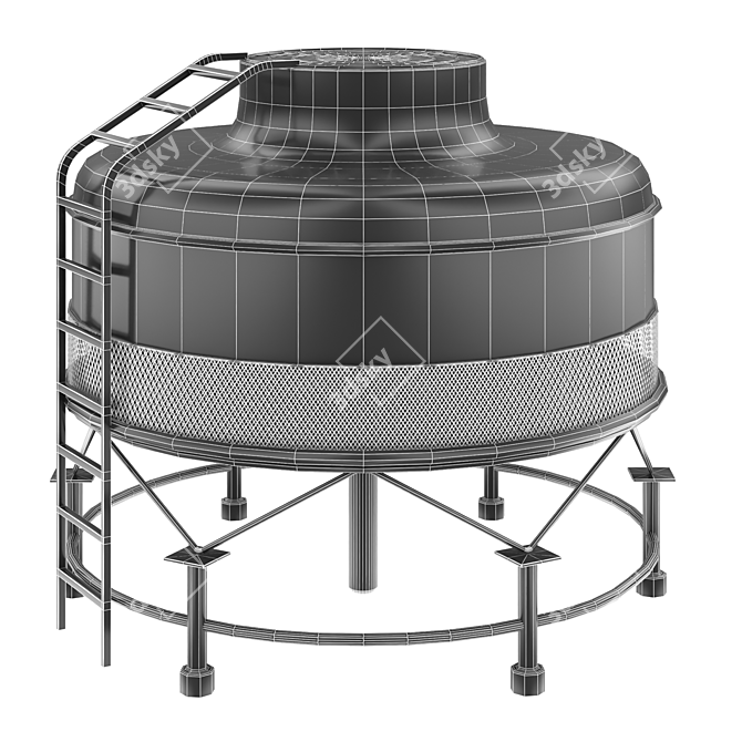  High-Quality Cooling Tower Model 3D model image 4