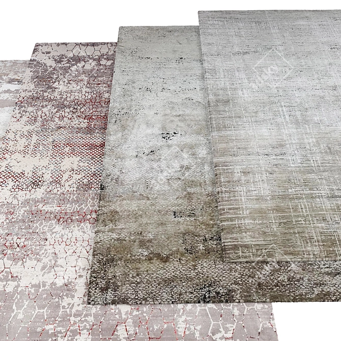  Textured Set of 4 Rugs 3D model image 2