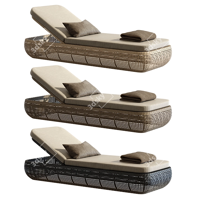 Gemini Wicker Chaise 3D Model 3D model image 2