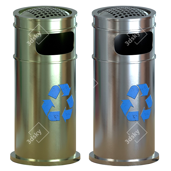  Urban Street Trash Receptacle 3D model image 1