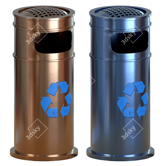  Urban Street Trash Receptacle 3D model image 2