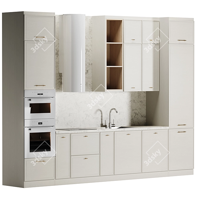 Integrated Kitchen Set with Appliances 3D model image 2