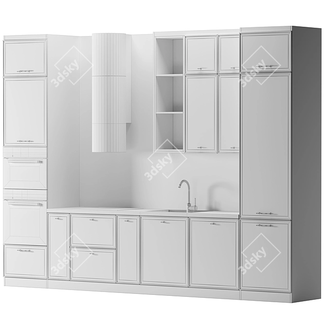 Integrated Kitchen Set with Appliances 3D model image 7