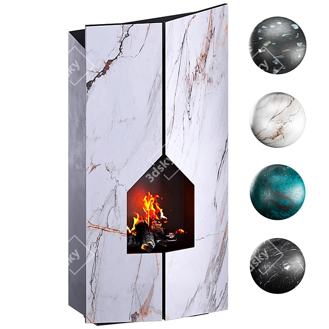 Eteria Modern Fireplace Design 3D model image 2