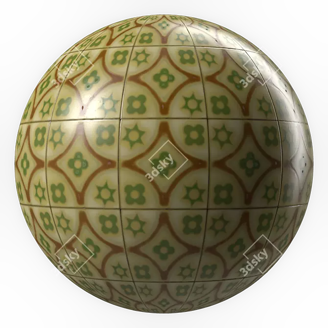 Decorative Ornament Ceramic Tile 3D model image 2