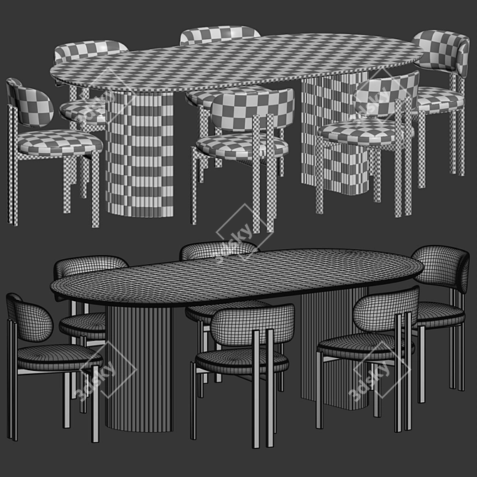 Elegant Oval Dining Set 3D model image 1