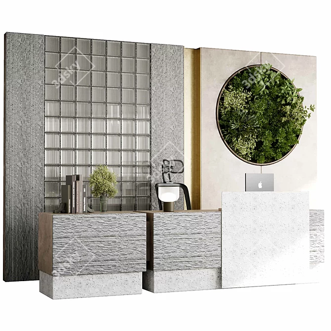 Eco-friendly Reception Desk with Vertical Garden 3D model image 1