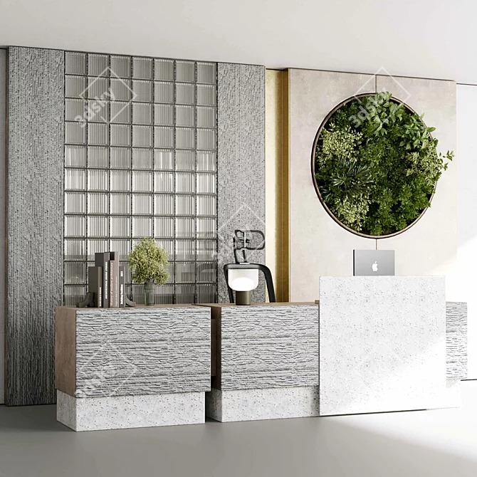 Eco-friendly Reception Desk with Vertical Garden 3D model image 2