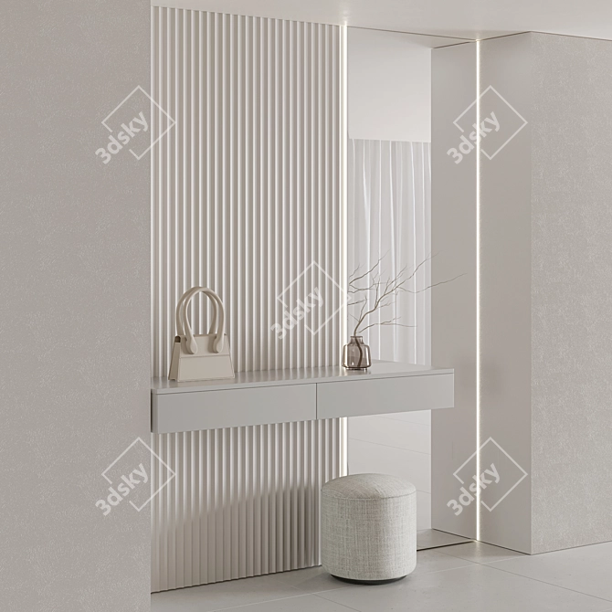 Modern Minimalist Hallway Furniture Set 3D model image 2