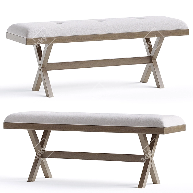 Raelyn Upholstered Wood Bench 3D model image 1