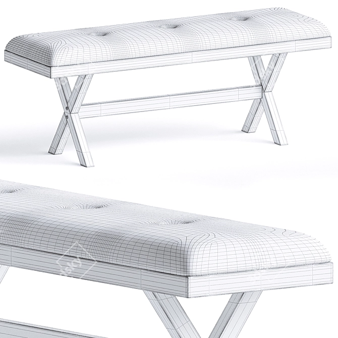 Raelyn Upholstered Wood Bench 3D model image 4