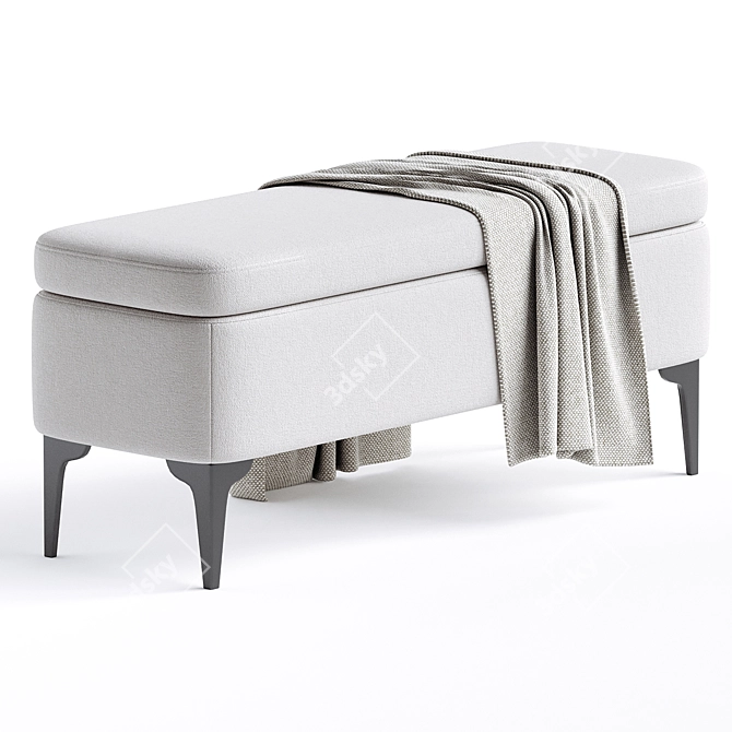 Elegant Upholstered Storage Bench 3D model image 2