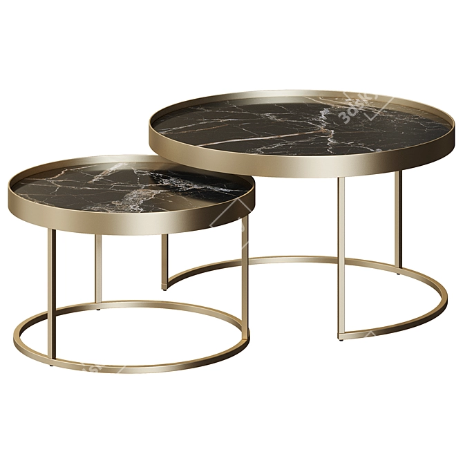 Modern Gold Marble Coffee Table 3D model image 2