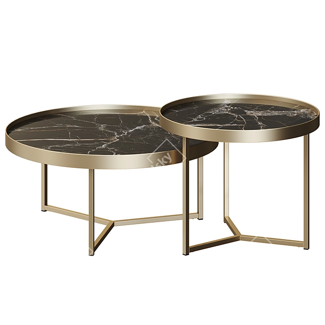 Modern Gold Marble Coffee Table 3D model image 3