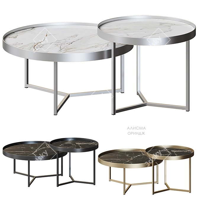 Modern Gold Marble Coffee Table 3D model image 4