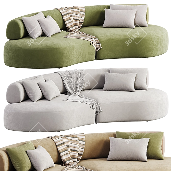 Colorful Velvet Lounge Sofa Ensemble 3D model image 1