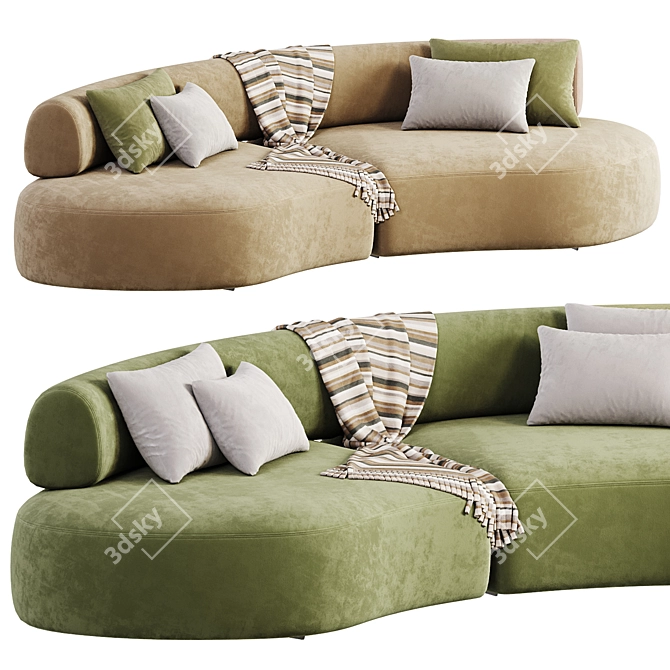 Colorful Velvet Lounge Sofa Ensemble 3D model image 2