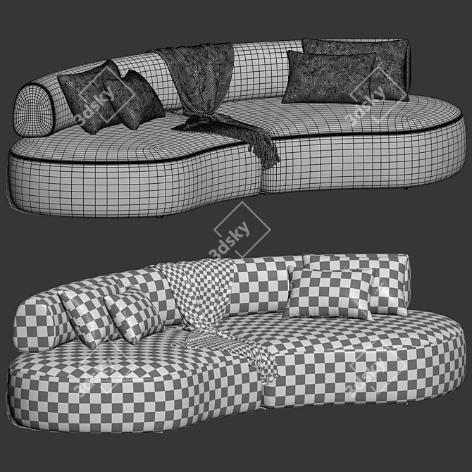 Colorful Velvet Lounge Sofa Ensemble 3D model image 4