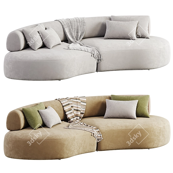 Colorful Velvet Lounge Sofa Ensemble 3D model image 6