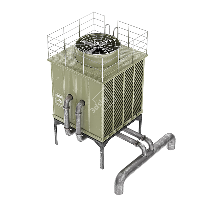 Industrial Cooling Tower 3D Model 3D model image 4