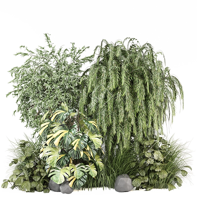 Lush Bush and Tree Plants 3D model image 6