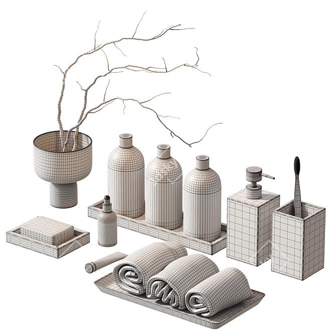 Gray Marble Bathroom Set - Zarahome 3D model image 3