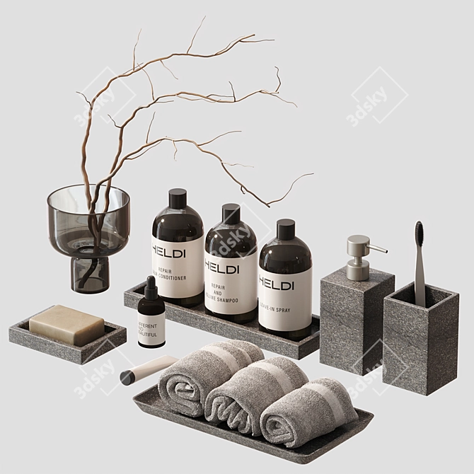 Gray Marble Bathroom Set - Zarahome 3D model image 5