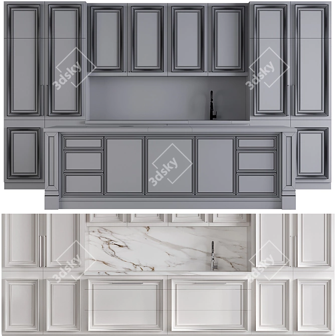 Neoclassic Kitchen No.25 Set 3D model image 6