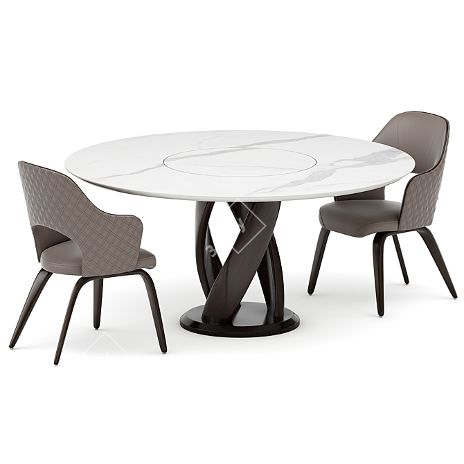 Elegant Dining Set with Virtuos D 160x160 Table & Apriori R Chairs 3D model image 1