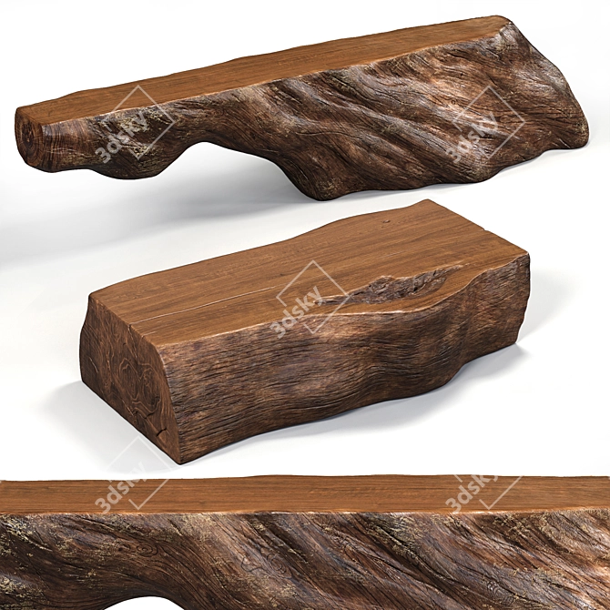 Natural Wood Table Collection 3D model image 1