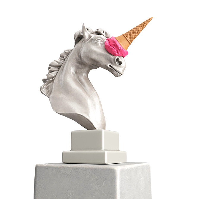 Unicorn Fantasy Ceramic Sculpture 3D model image 4