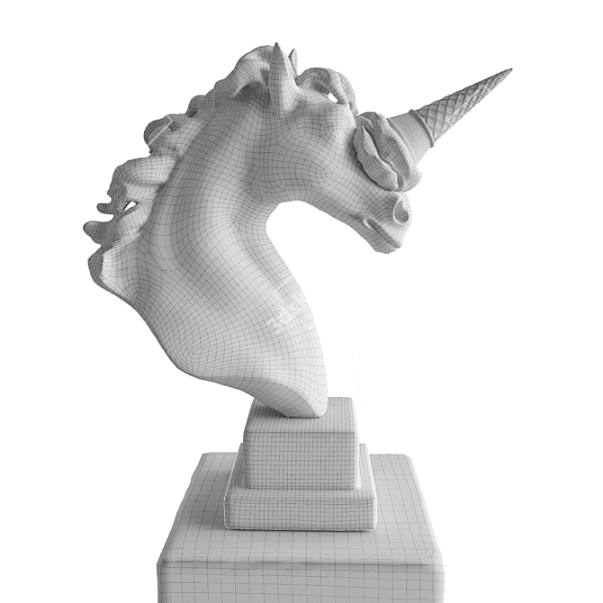 Unicorn Fantasy Ceramic Sculpture 3D model image 6