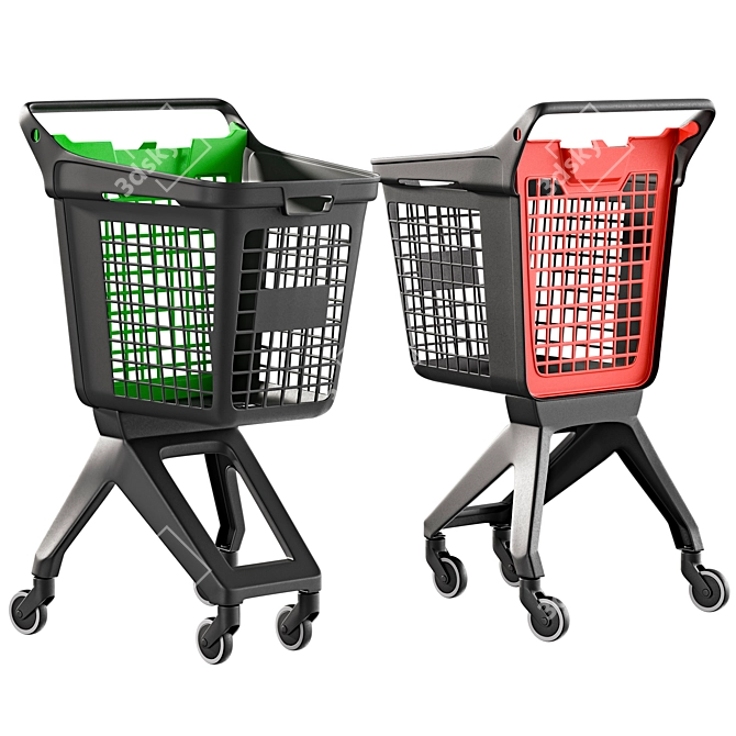 Plastic Shopping Cart 3D Model 3D model image 2