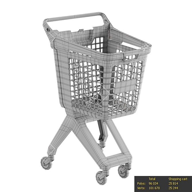 Plastic Shopping Cart 3D Model 3D model image 4