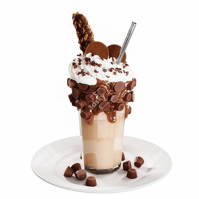 Creamy Shake with Whipped Cream 3D model image 1