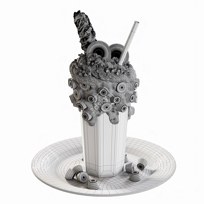 Creamy Shake with Whipped Cream 3D model image 3