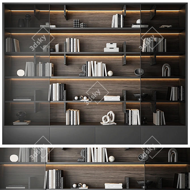 Modern 3D Bookcase Model Design 3D model image 1