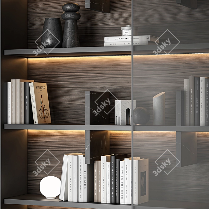 Modern 3D Bookcase Model Design 3D model image 2