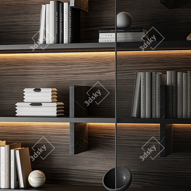 Modern 3D Bookcase Model Design 3D model image 3