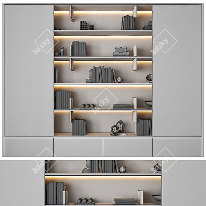 Modern 3D Bookcase Model Design 3D model image 4