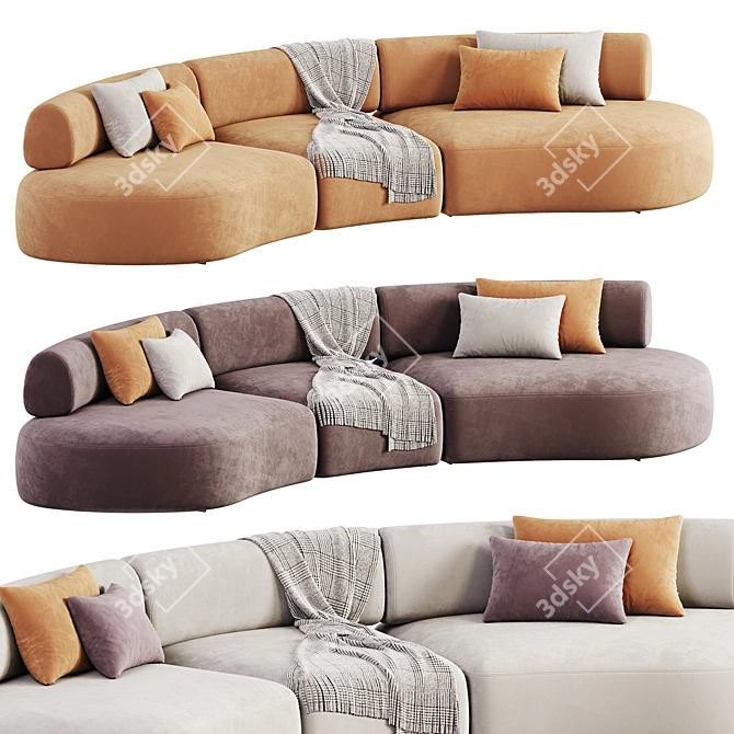 Colorful Pillows Modular Sofa 3D model image 1