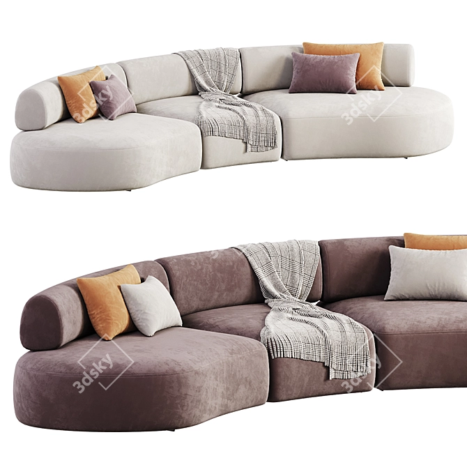 Colorful Pillows Modular Sofa 3D model image 2