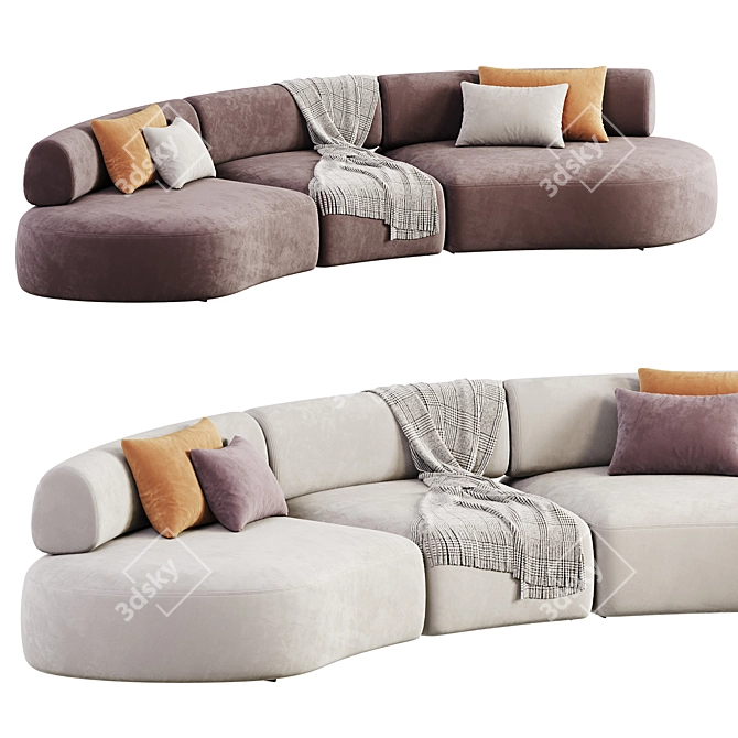 Colorful Pillows Modular Sofa 3D model image 8