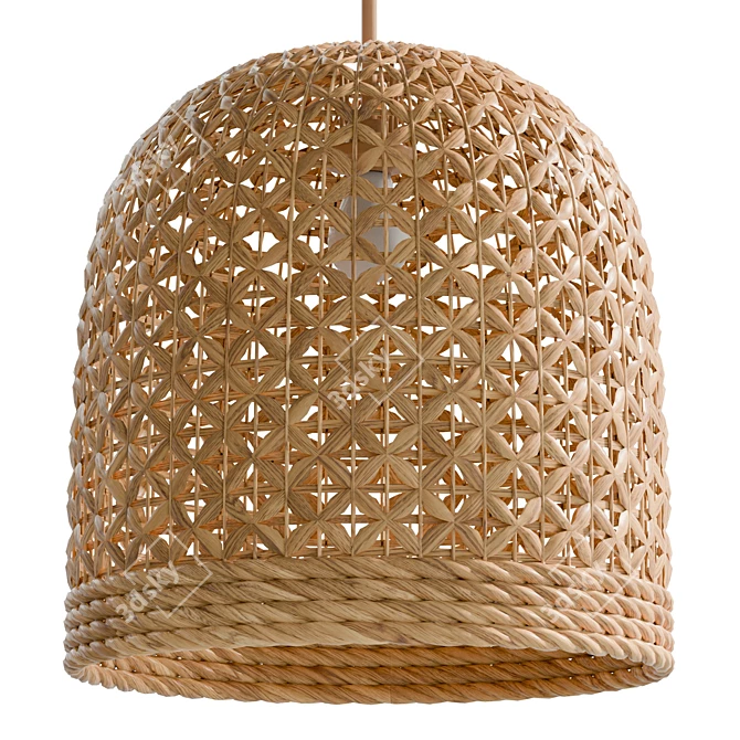 Boho Bali Rattan Pendant Lamp 3D model image 1