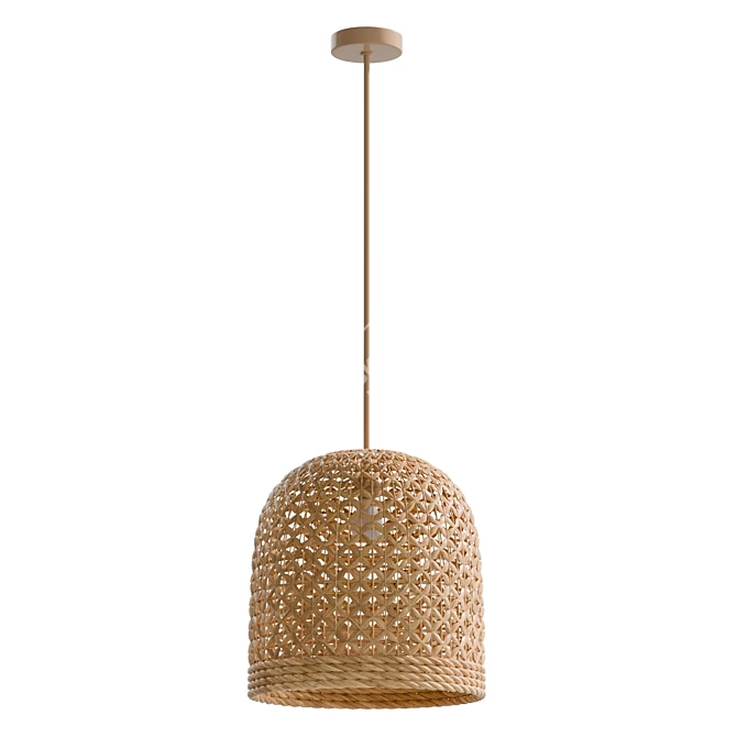 Boho Bali Rattan Pendant Lamp 3D model image 2