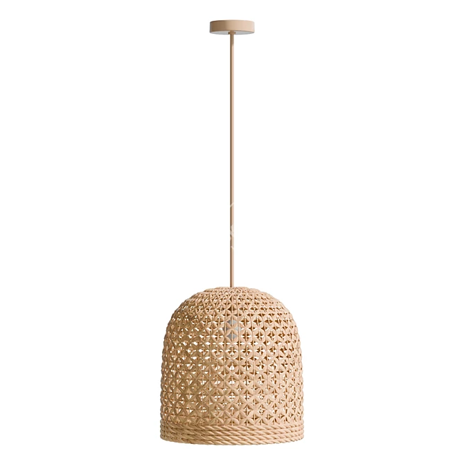 Boho Bali Rattan Pendant Lamp 3D model image 3