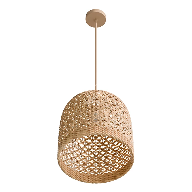 Boho Bali Rattan Pendant Lamp 3D model image 4