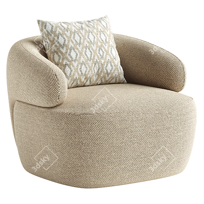 Swivel Armchair with Upholstered Design 3D model image 3