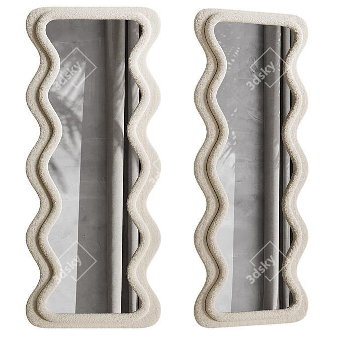 Wavy Mirror Set Milk Velvet 3D model image 1